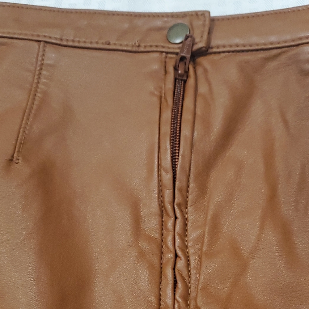 Free People Tan Brown  Mini Skirt with Zipper Detail - Picture 6 of 10